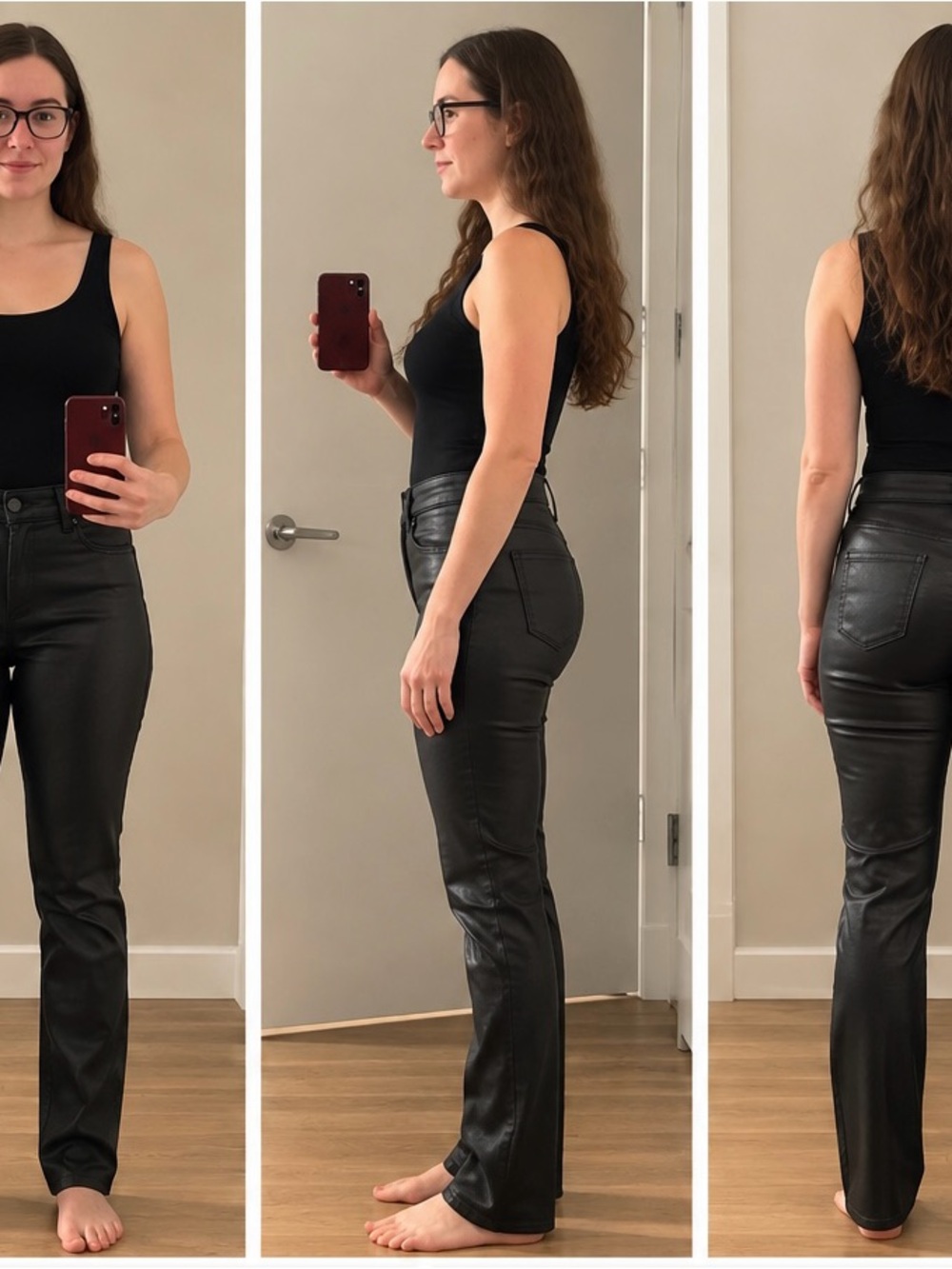Banana Republic Black Coated Mid-Rise Slim Fit Pants